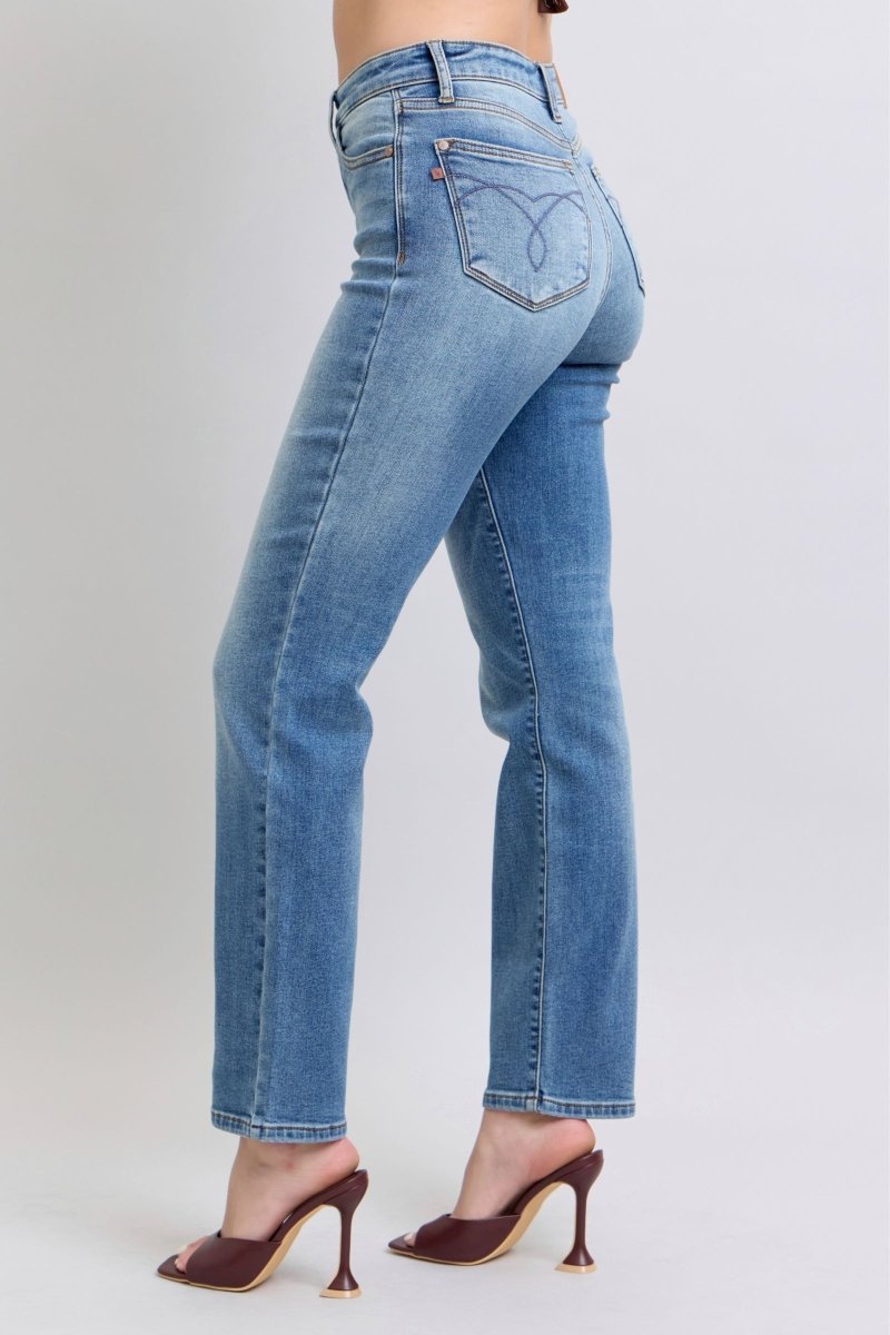 Judy Blue Full Size Wash Thermal Straight Jeans with Pockets - S. M. & Co.