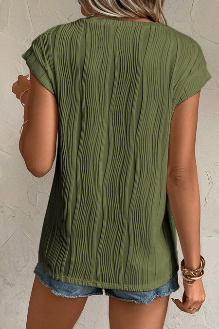 Jungle Green Wavy Top - S. M. & Co. Tops