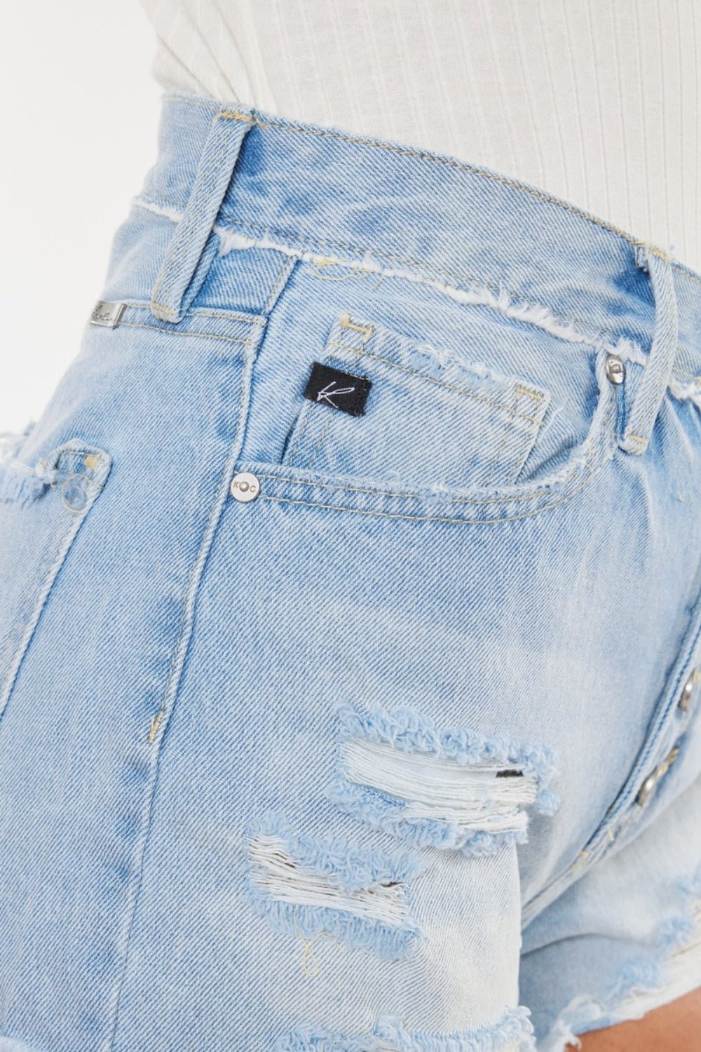 Kancan Distressed Button Fly Denim Shorts - S. M. & Co. Denim Shorts