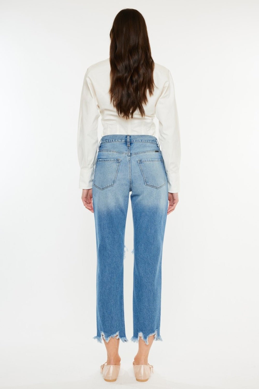 Kancan Distressed Frayed Hem Cropped Jeans - S. M. & Co. Denim Jeans