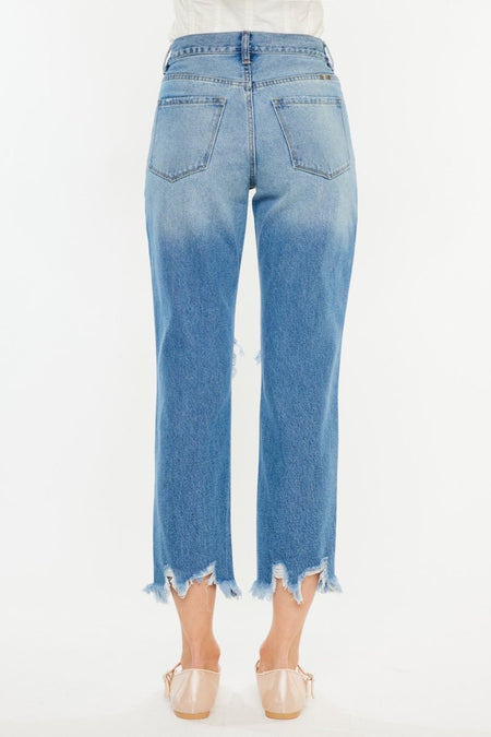 Kancan Distressed Frayed Hem Cropped Jeans - S. M. & Co. Denim Jeans