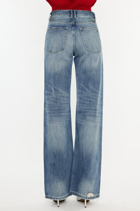 Kancan Distressed High Waist Bootcut Jeans - S. M. & Co. Denim Jeans