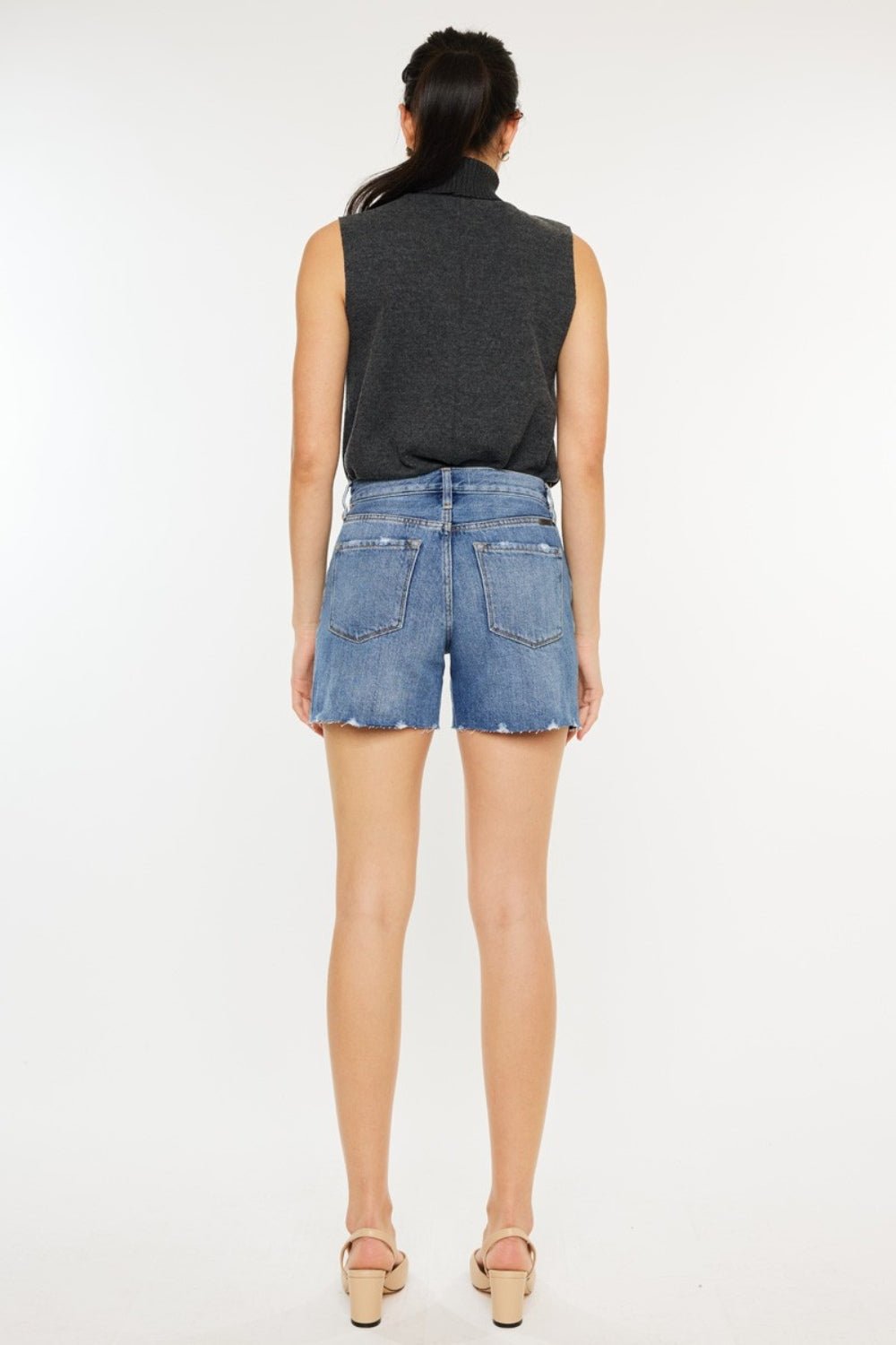 Kancan Distressed High Waist Denim Shorts - S. M. & Co. Denim Shorts