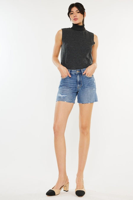 Kancan Distressed High Waist Denim Shorts - S. M. & Co. Denim Shorts