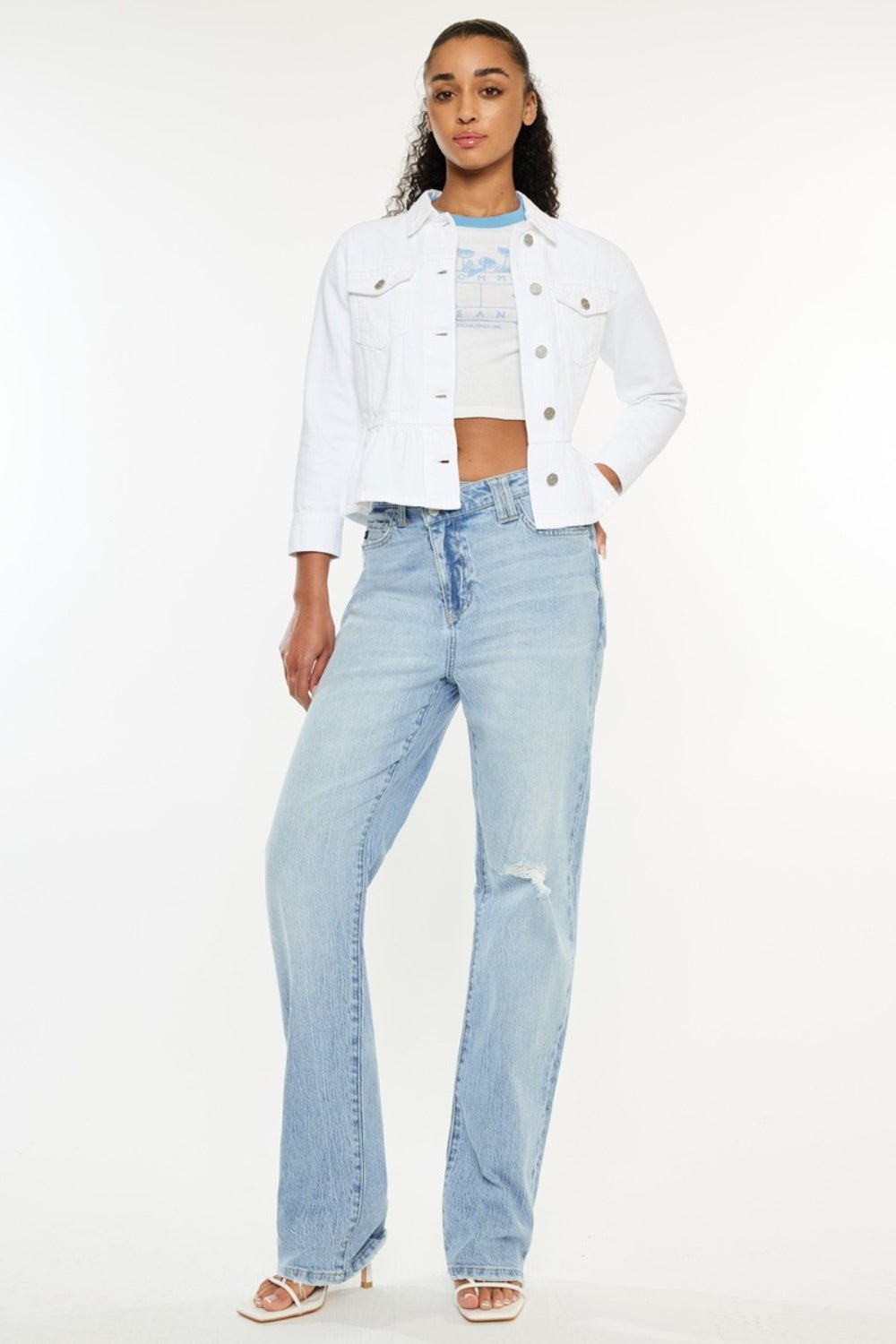 Kancan Distressed High Waist Straight Jeans - S. M. & Co. Denim Jeans