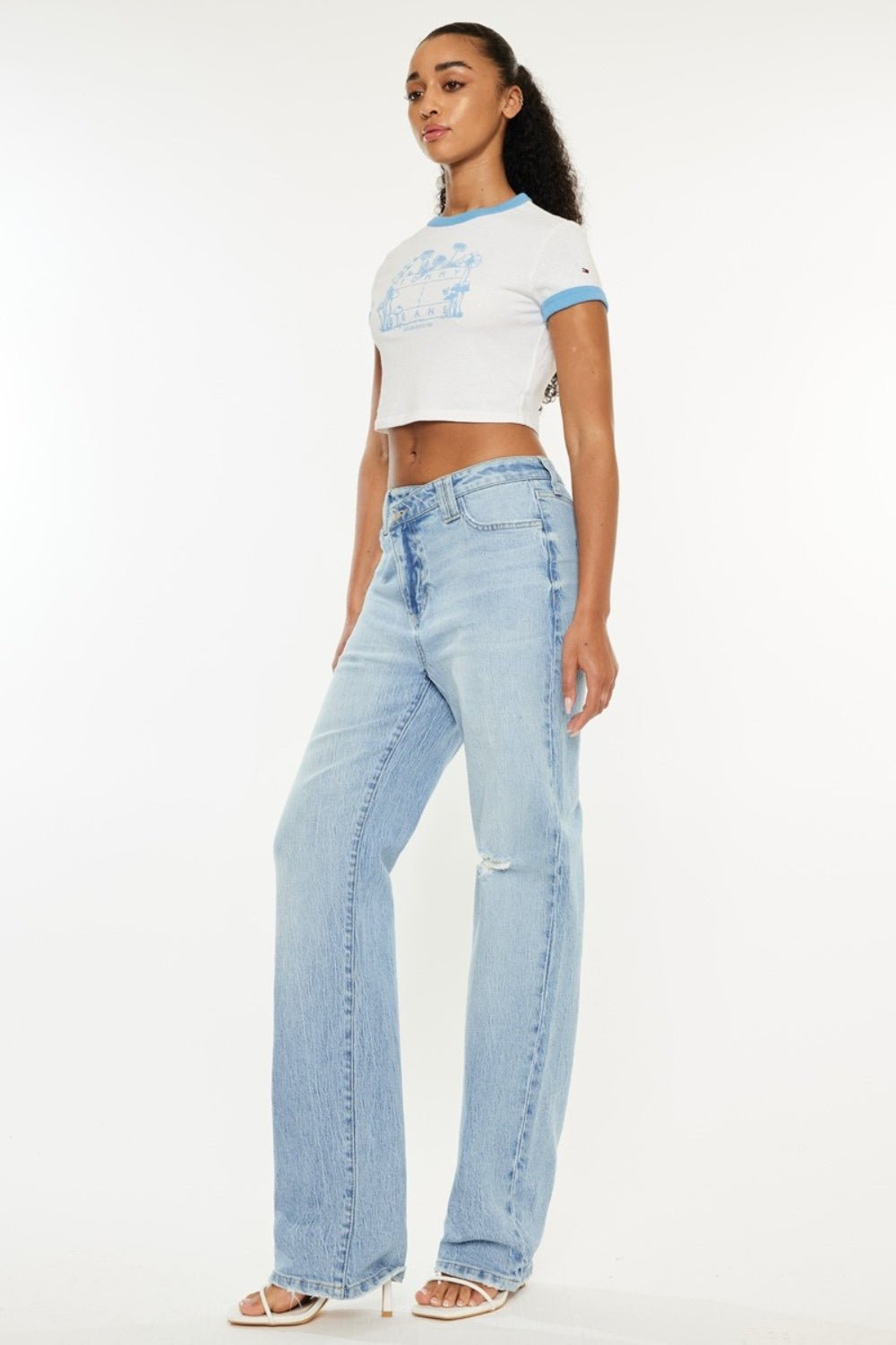 Kancan Distressed High Waist Straight Jeans - S. M. & Co. Denim Jeans