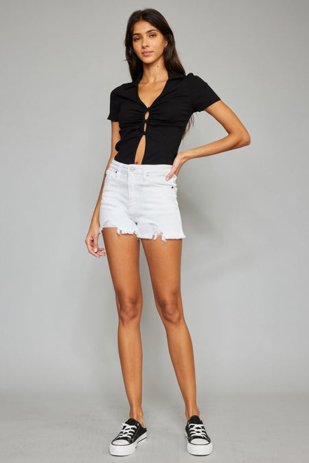 Kancan Full Size High Rise Frayed Hem Denim Shorts - AnAs Market