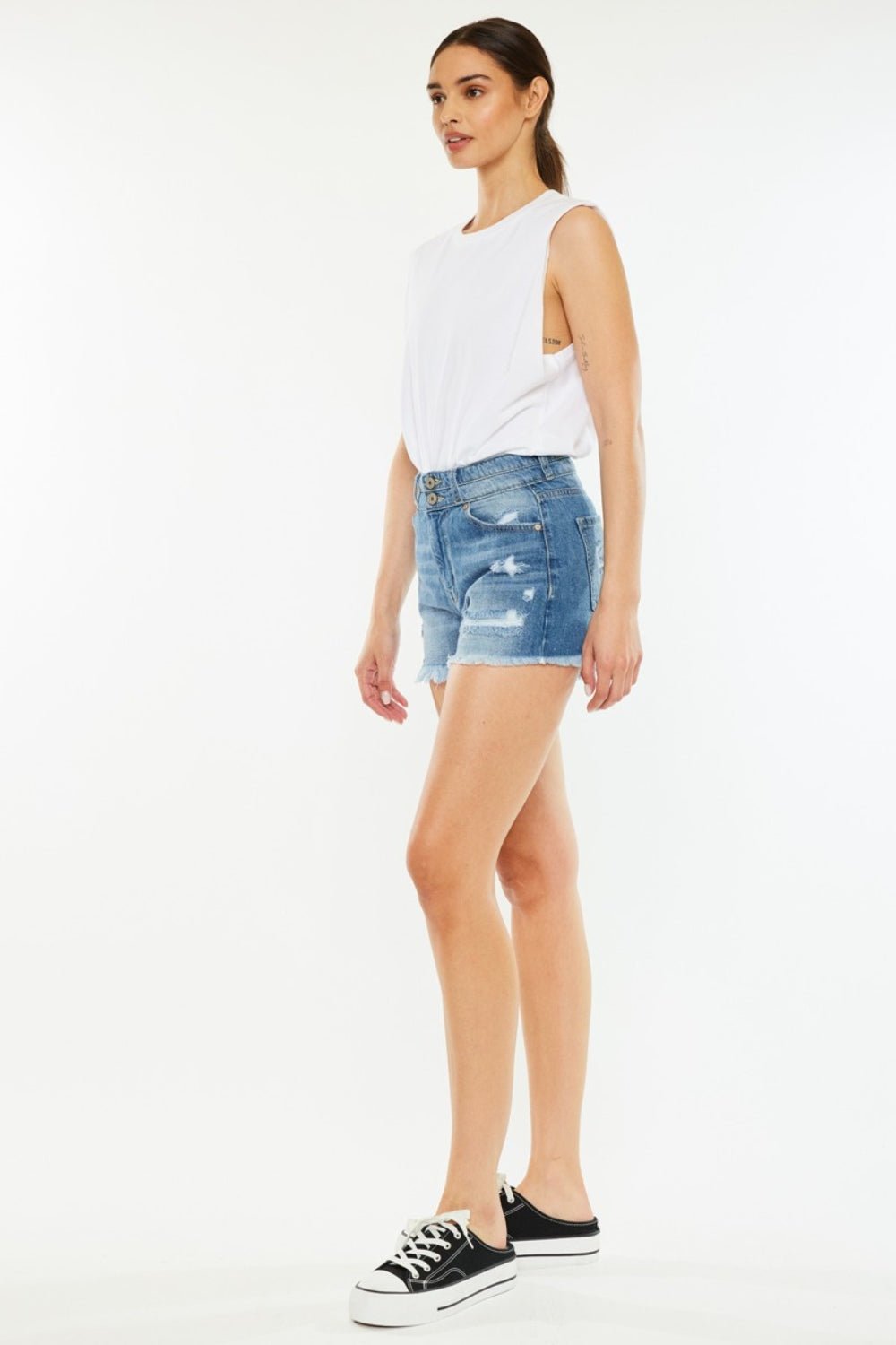 Kancan Full Size High Rise Raw Hem Denim Shorts - AnAs Market