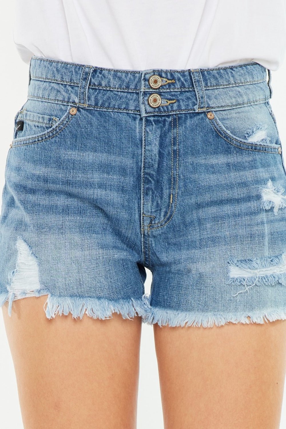 Kancan Full Size High Rise Raw Hem Denim Shorts - AnAs Market