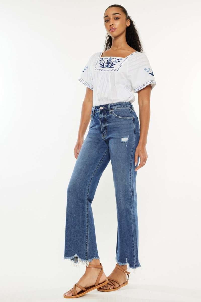 Kancan Full Size High Rise Slim Wide Leg Jeans - S. M. & Co.