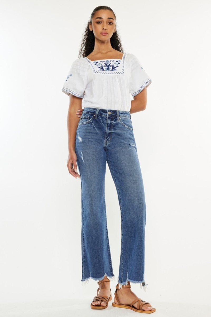 Kancan Full Size High Rise Slim Wide Leg Jeans - S. M. & Co.