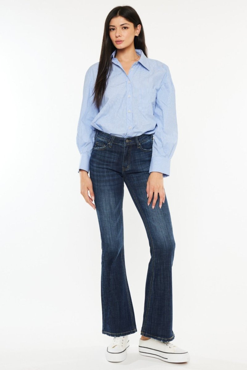 Kancan Full Size Mid Rise Flare Jeans - S. M. & Co.