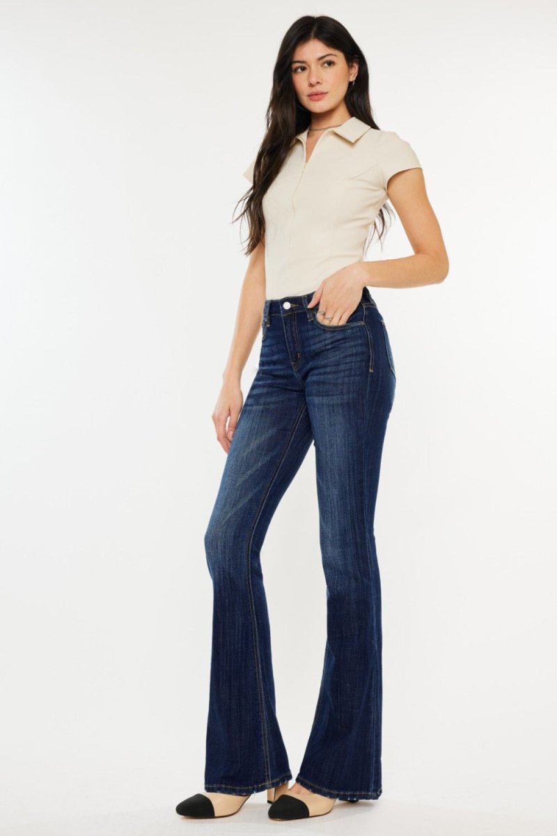 Kancan Full Size Mid Rise Slim Flare Jeans - S. M. & Co.