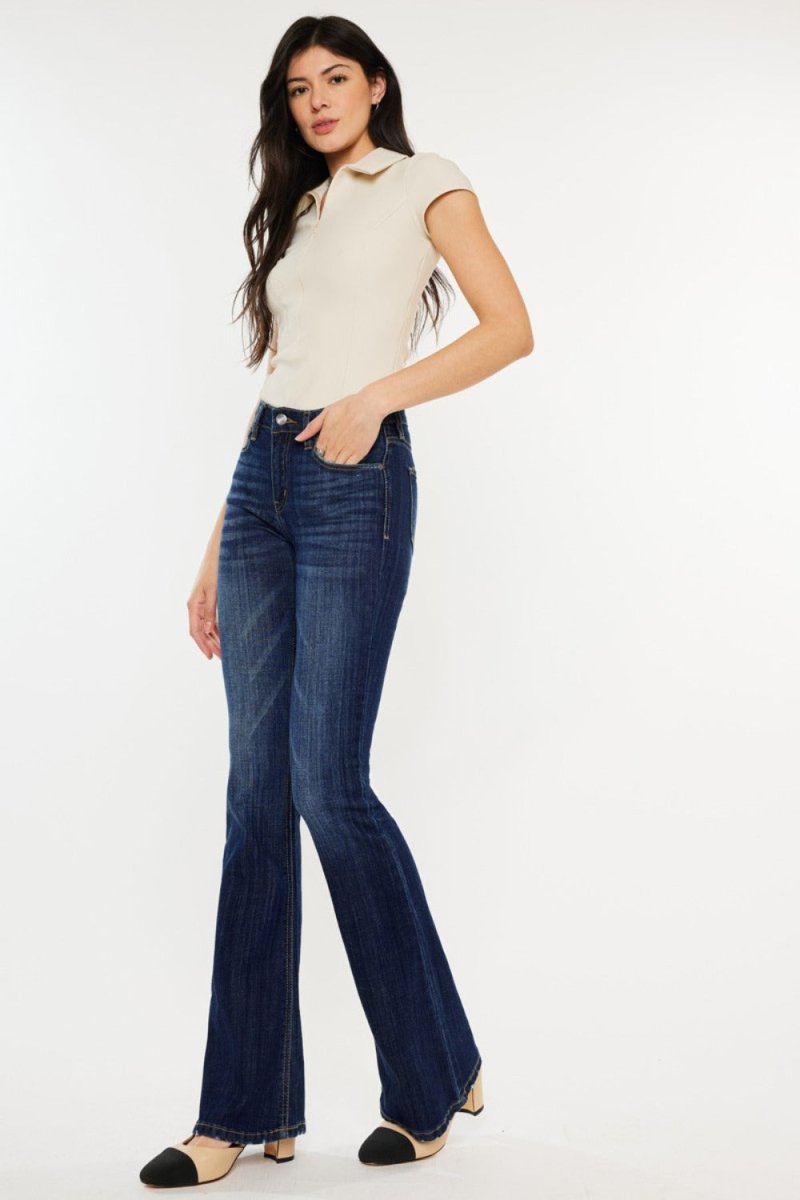 Kancan Full Size Mid Rise Slim Flare Jeans - S. M. & Co.