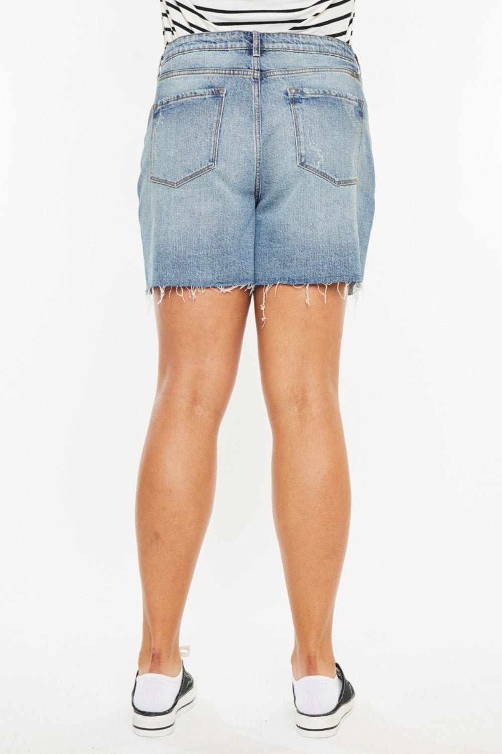 Kancan Full Size Raw Hem High Waist Denim Shorts - S. M. & Co.