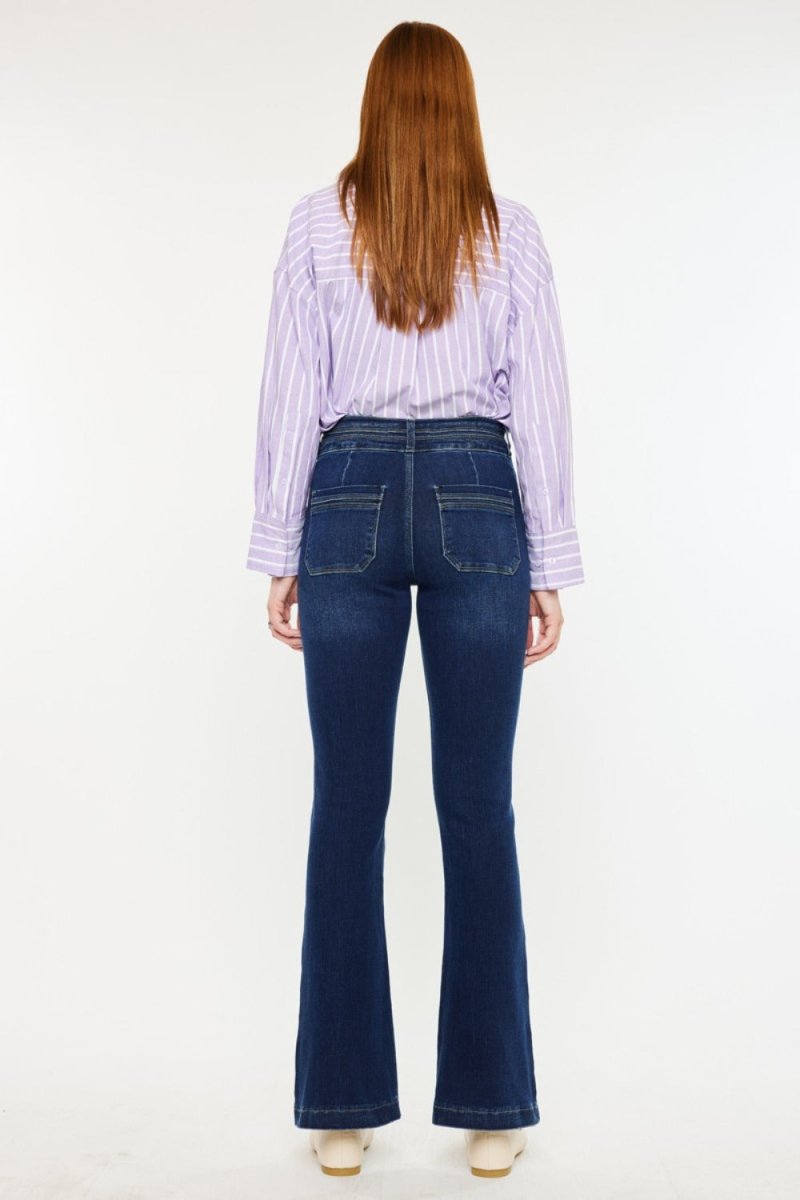 Kancan High Rise Double Waistband Flare Jeans - S. M. & Co.