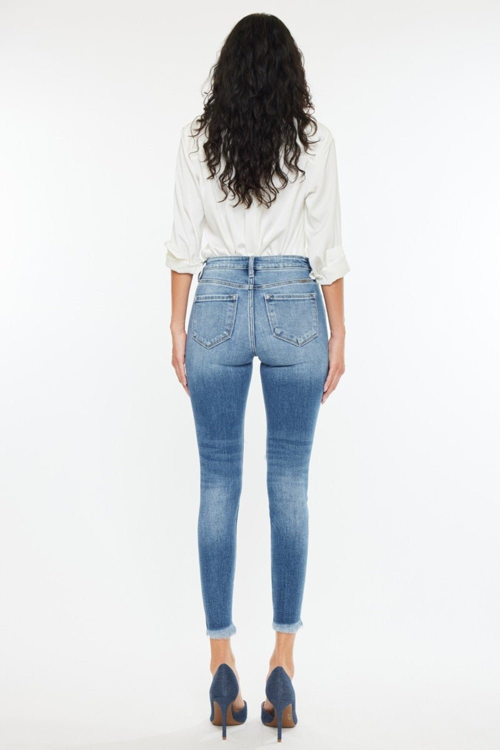 Kancan High Rise Frayed Ankle Skinny Jeans - S. M. & Co.