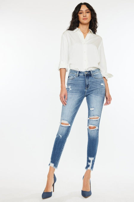 Kancan High Rise Frayed Ankle Skinny Jeans - S. M. & Co.