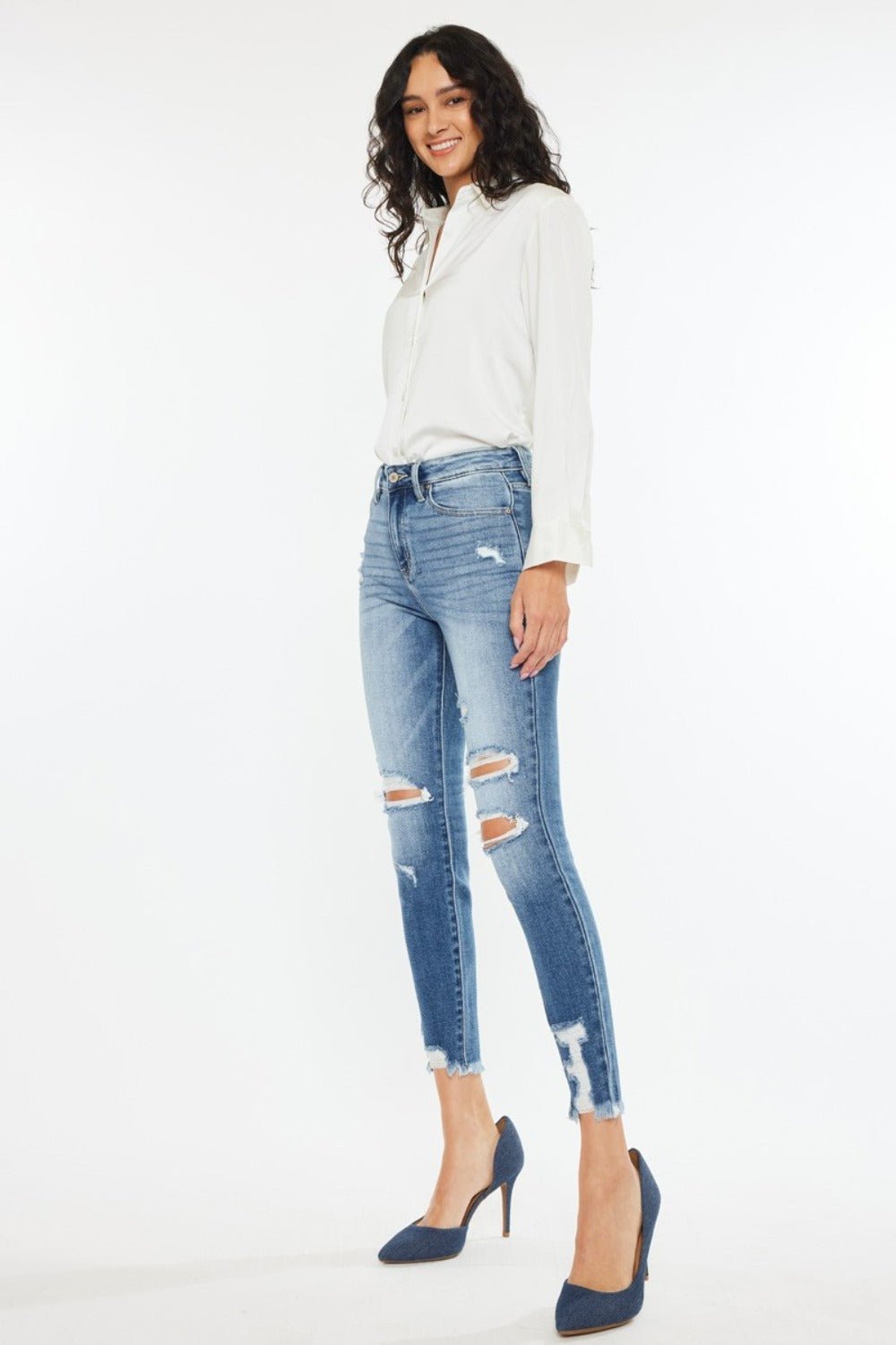 Kancan High Rise Frayed Ankle Skinny Jeans - S. M. & Co.