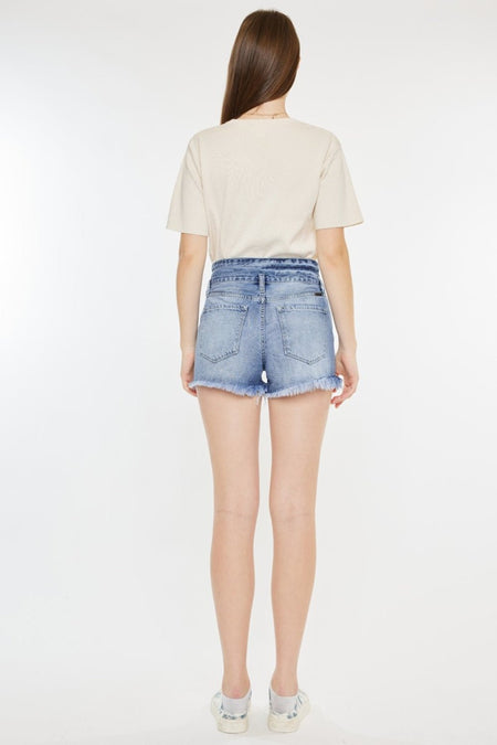 Kancan High Rise Frayed Hem Denim Shorts - AnAs Market