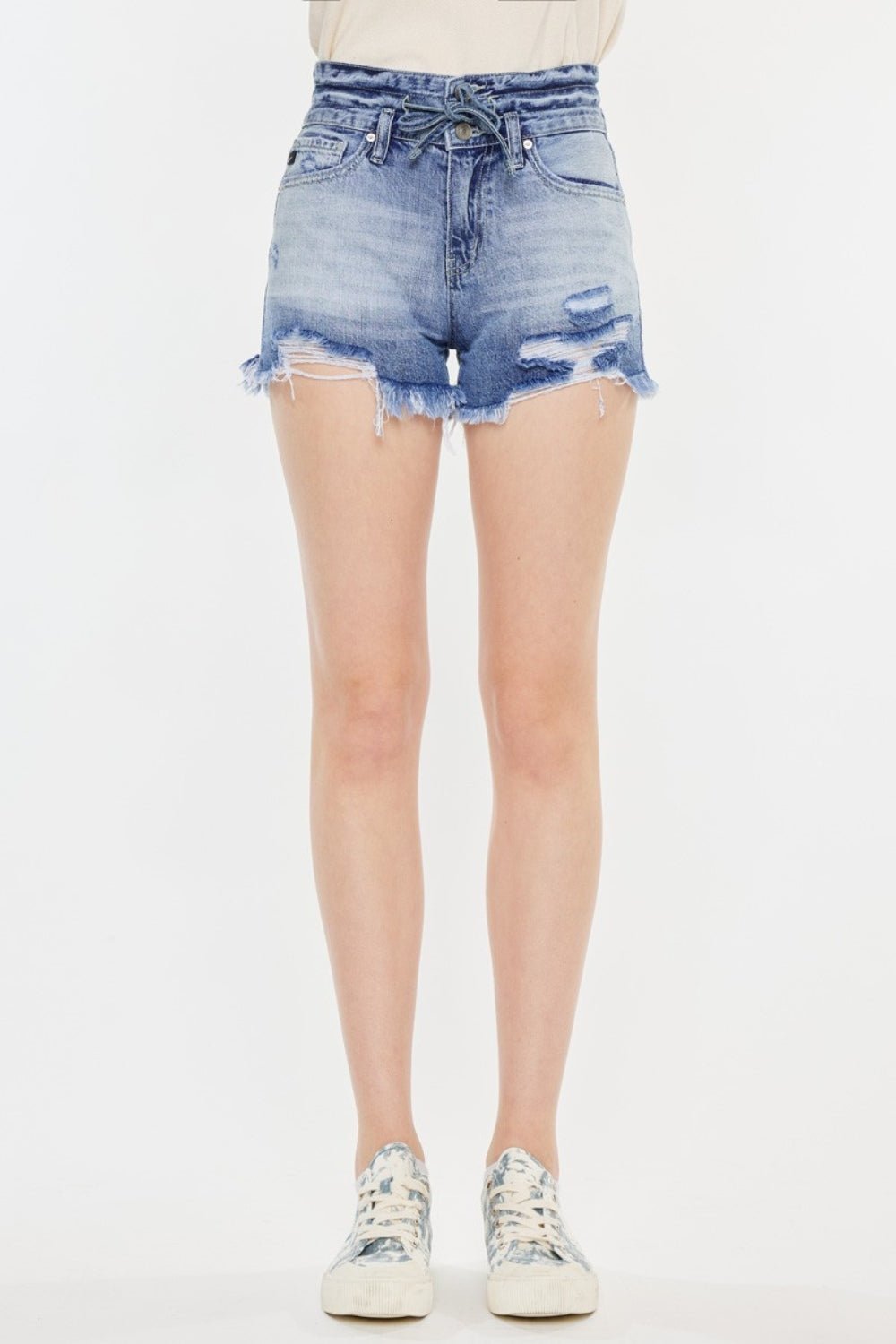 Kancan High Rise Frayed Hem Denim Shorts - AnAs Market