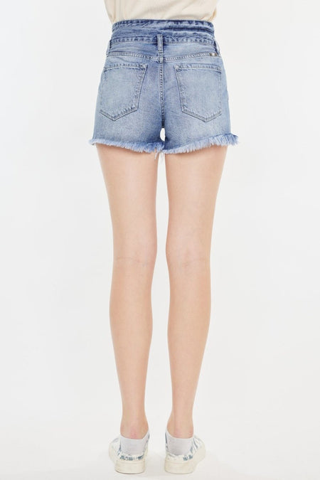 Kancan High Rise Frayed Hem Denim Shorts - AnAs Market