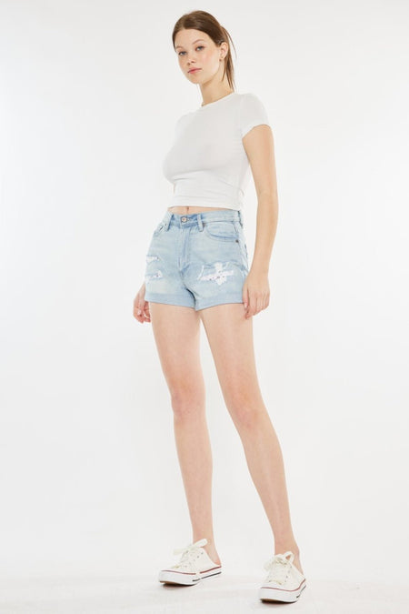 Kancan High Rise Repaired Mom Denim Shorts - AnAs Market