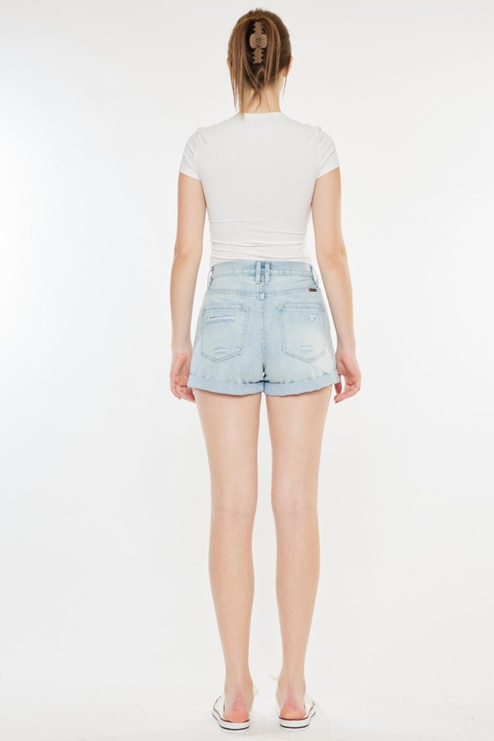 Kancan High Rise Repaired Mom Denim Shorts - AnAs Market