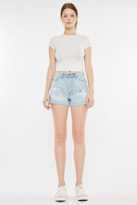 Kancan High Rise Repaired Mom Denim Shorts - AnAs Market