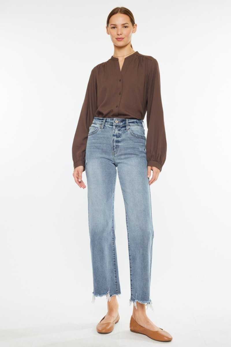 Kancan High Rise Slim Wide Leg Jeans - S. M. & Co.