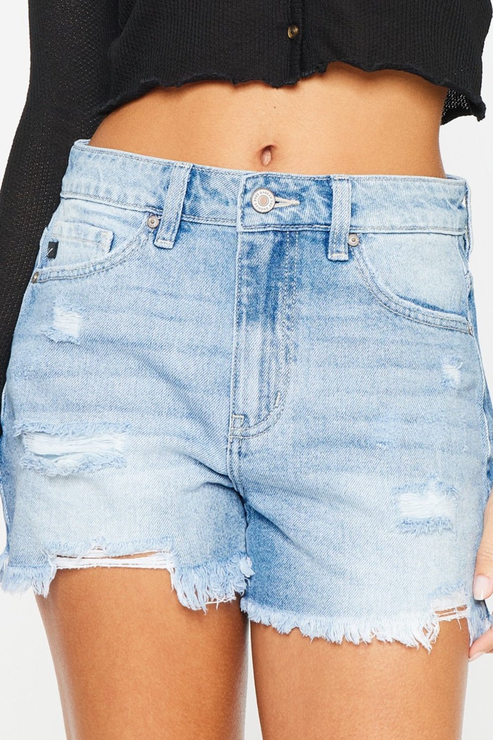 Kancan High Waist Frayed Denim Shorts - AnAs Market