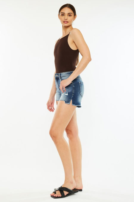 Kancan High Waist Raw Hem Denim Shorts - AnAs Market