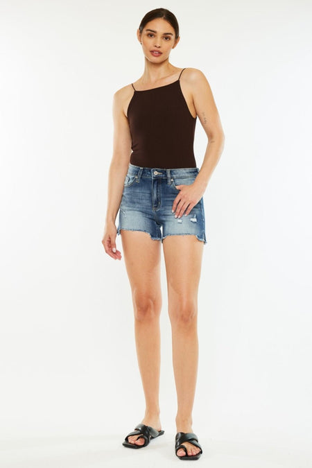 Kancan High Waist Raw Hem Denim Shorts - AnAs Market