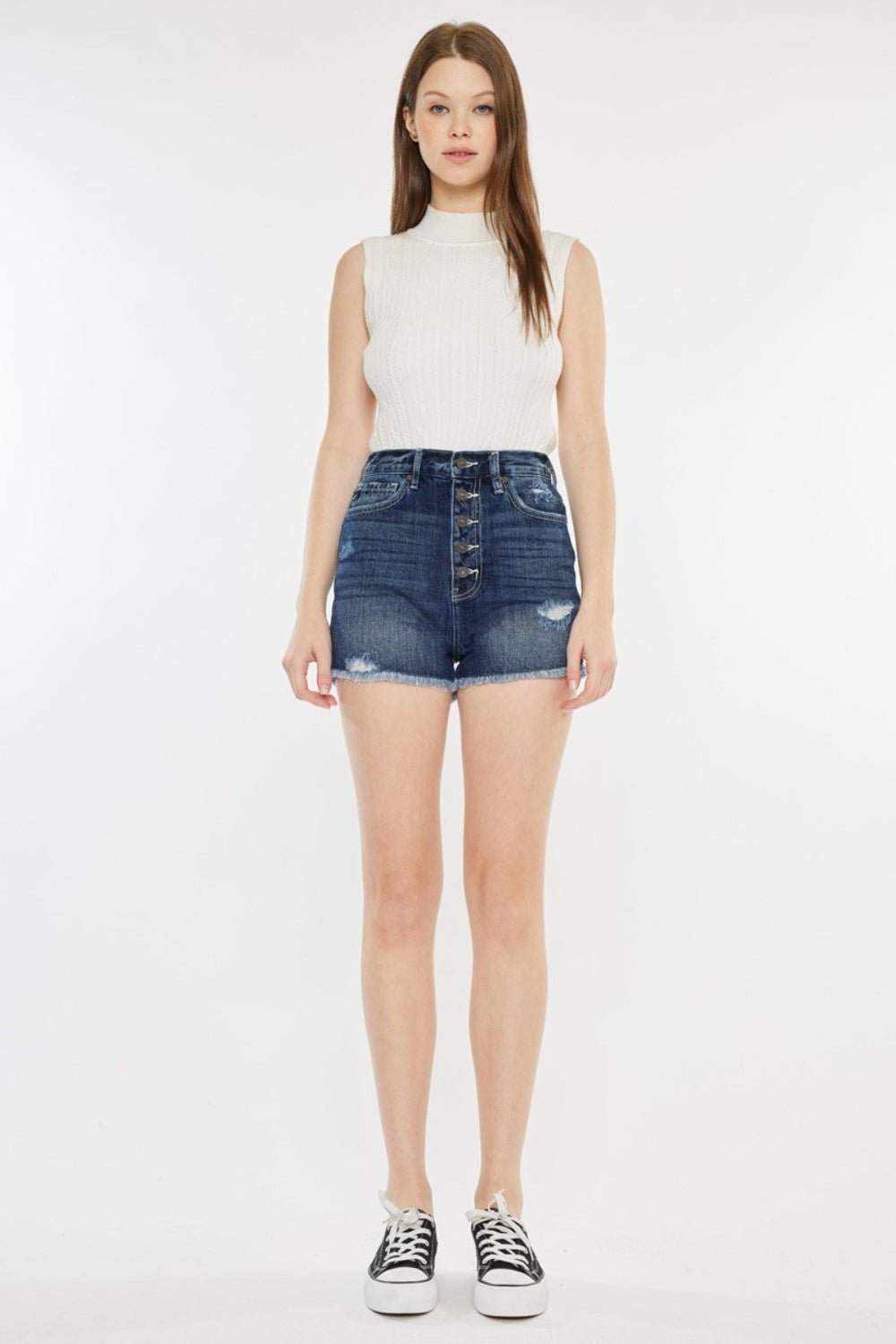 Kancan Raw Hem Button Fly Denim Shorts - AnAs Market