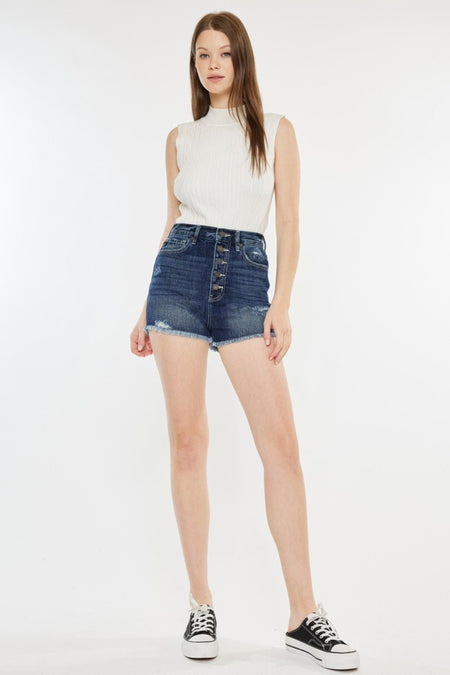 Kancan Raw Hem Button Fly Denim Shorts - AnAs Market