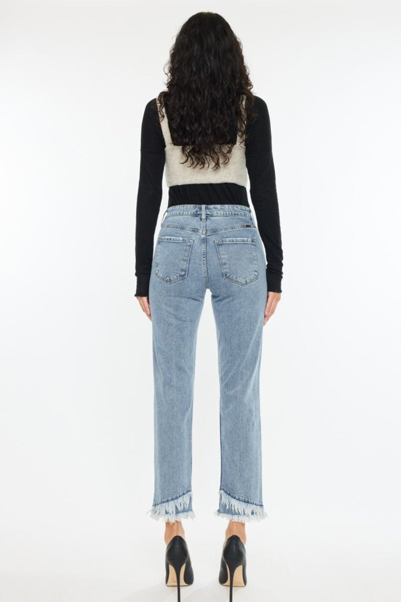 Kancan Raw Hem High Rise Straight Jeans - S. M. & Co.