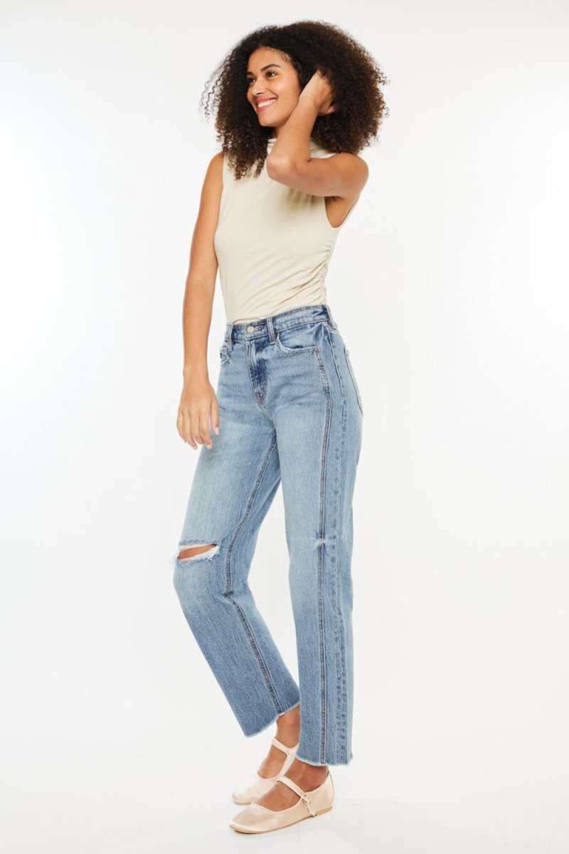 Kancan Ultra High Rise Distressed Straight Jeans - S. M. & Co.