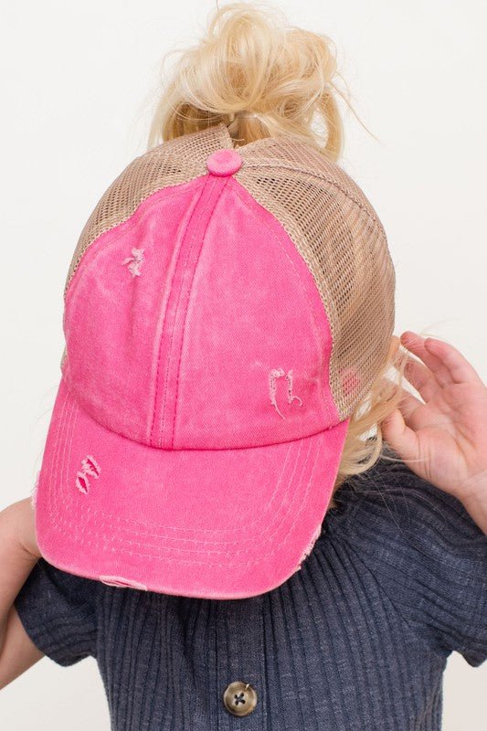 Kid Washed Denim Pony Cap - S. M. & Co.