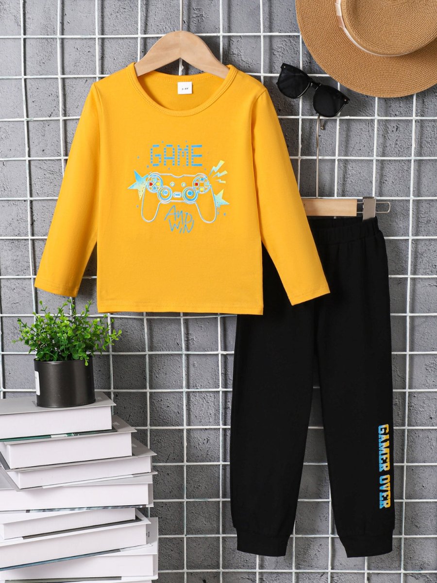 Kids Graphic Round Neck Long Sleeve Top and Pants Set - S. M. & Co.