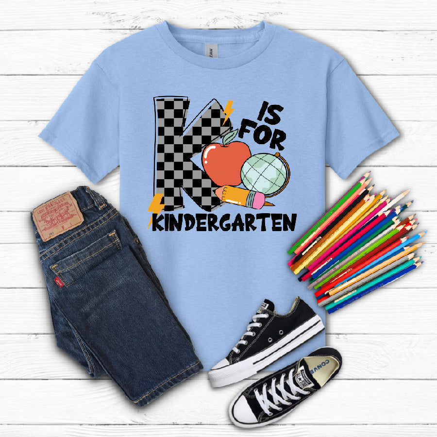 K is for Kindergarten- Checkered - S. M. & Co. Shirts & Tops