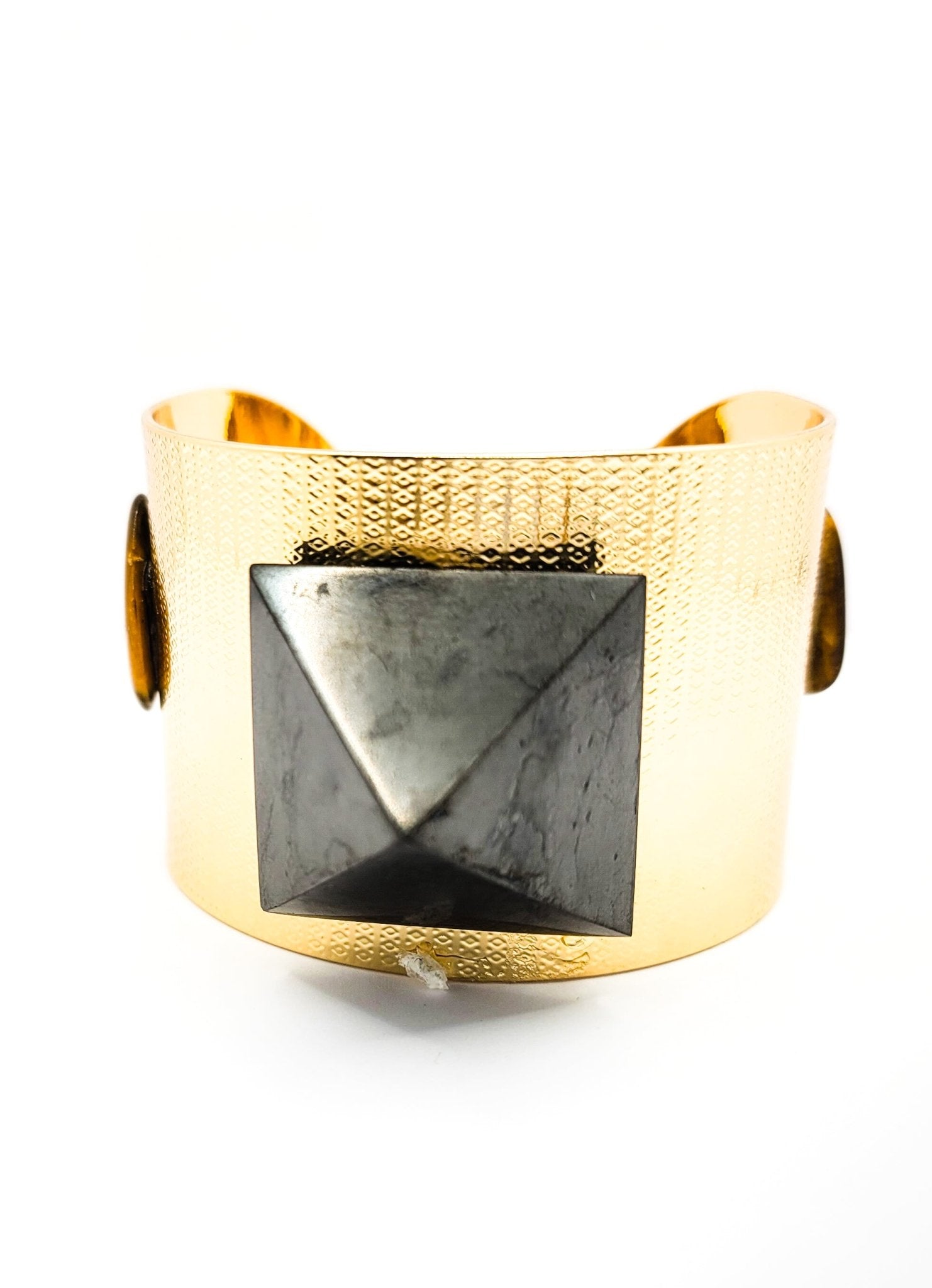 Large Gold Brass Shungite Bangle