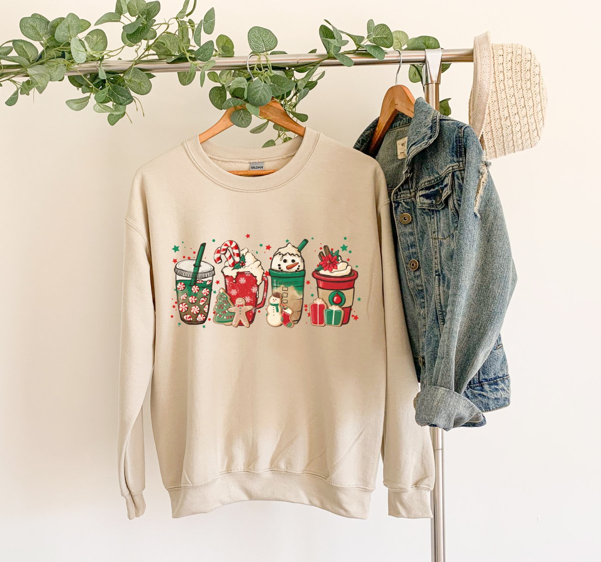 Latte Christmas Row - Crewneck Sweatshirt - S. M. & Co.