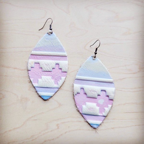 Leather Oval Earrings Pastel Navajo - S. M. & Co.