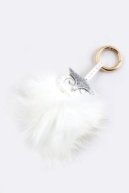 Leather Owl Fur Pom Key Charm - S. M. & Co.