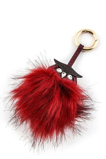 Leather Owl Fur Pom Key Charm - S. M. & Co.