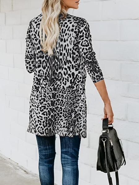 Leopard Button Up Long Sleeve Cardigan - S. M. & Co.