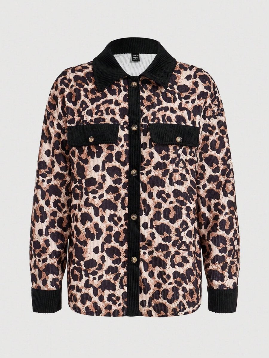 Leopard Collared Neck Button Up Shacket - S. M. & Co.