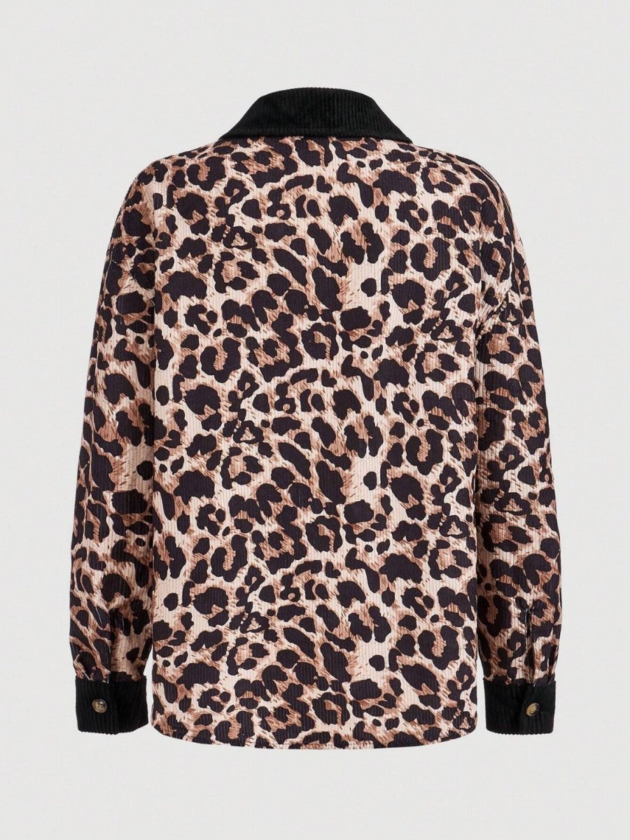 Leopard Collared Neck Button Up Shacket - S. M. & Co.