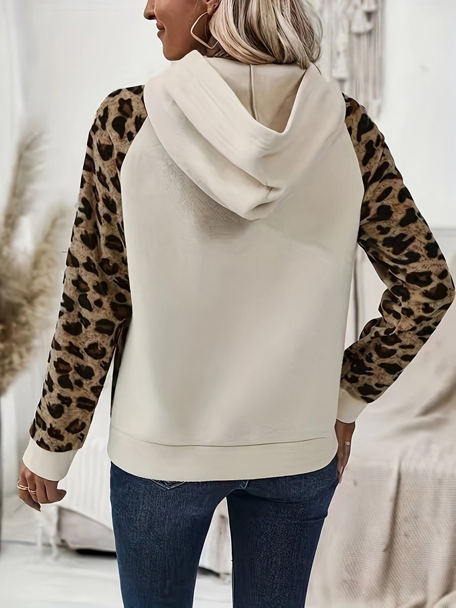 Leopard Half Button Long Sleeve Hoodie - S. M. & Co.