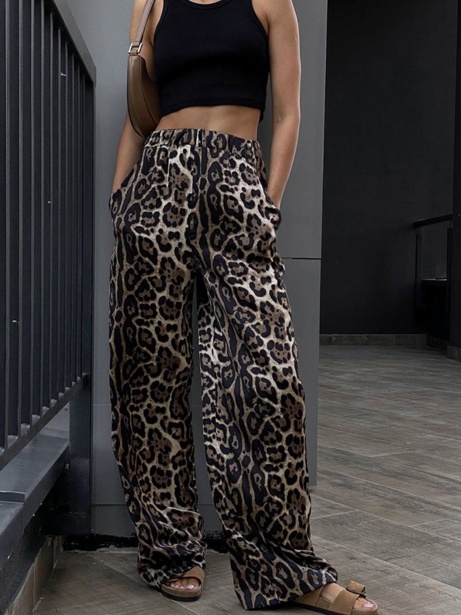 Leopard High Waist Wide Leg Pants - S. M. & Co.